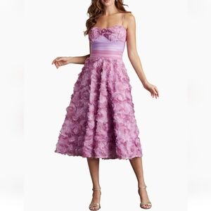 Tadashi Shoji 3D Floral Appliqué Fit And Flare Cocktail Dress